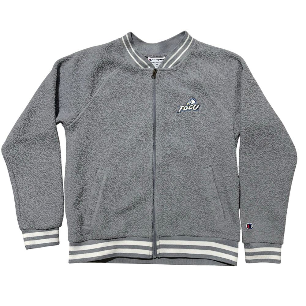 Florida Gulf Coast University Champion Gray Fleece Varsity Jacket Medium FGCU